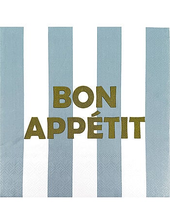 Lot de 20 serviettes en papier motif rayures bon appétit