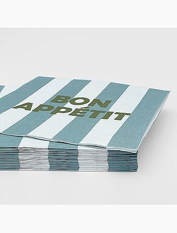 Lot de 20 serviettes en papier motif rayures bon appétit