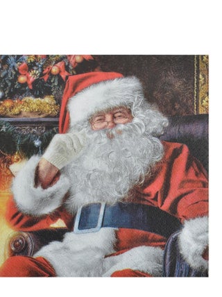 Lot de 20 serviettes en papier Pere noel dans son fauteuil