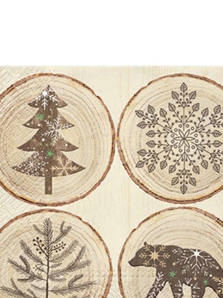 Lot de 20 serviettes en papier Rondelles de bois