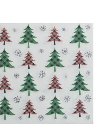 Lot de 20 serviettes en papier Sapins vert et rouge