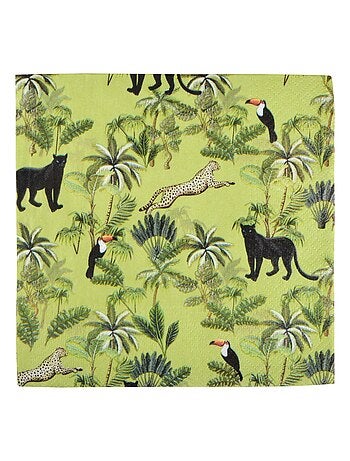 Lot de 20 serviettes en papier Toucan palmeraie