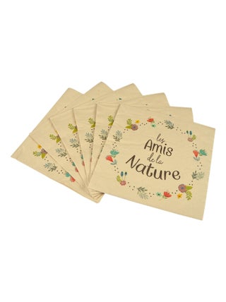 Lot de 20 serviettes en pulpe de bambou Les amis de la nature