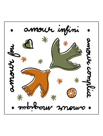 Lot de 20 serviettes papier amour oiseaux