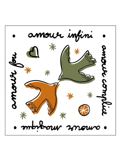 Lot de 20 serviettes papier amour oiseaux - Kiabi