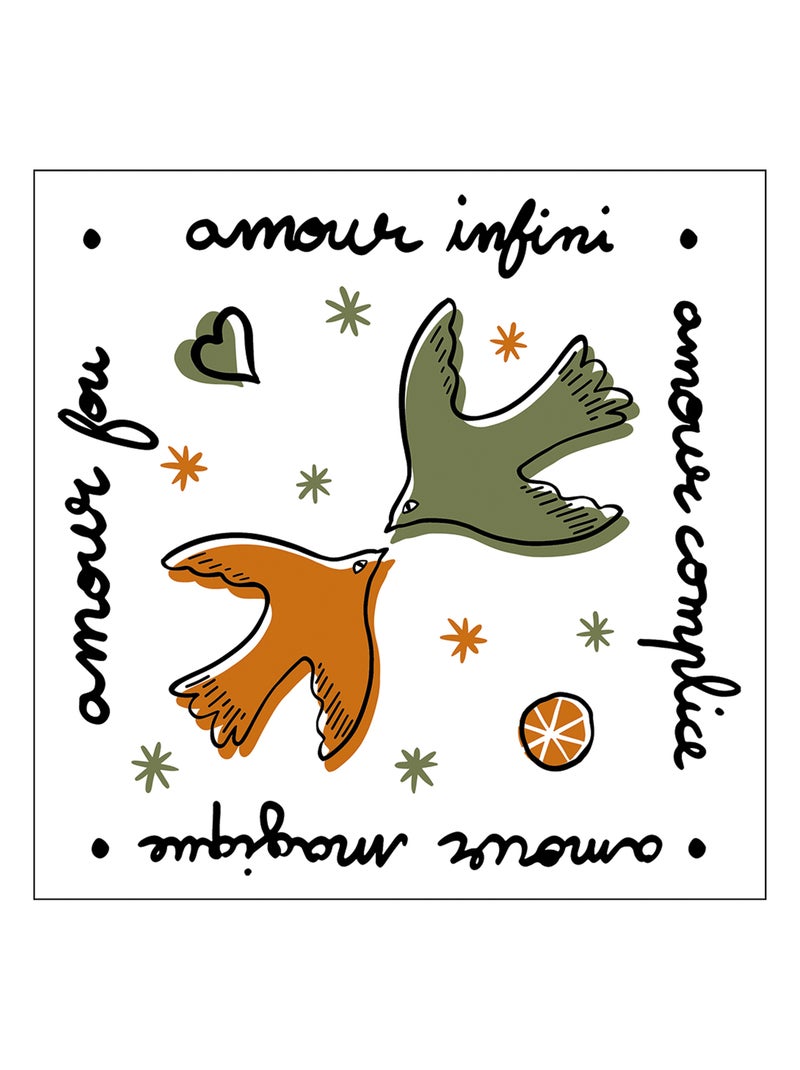 Lot de 20 serviettes papier amour oiseaux Vert - Kiabi
