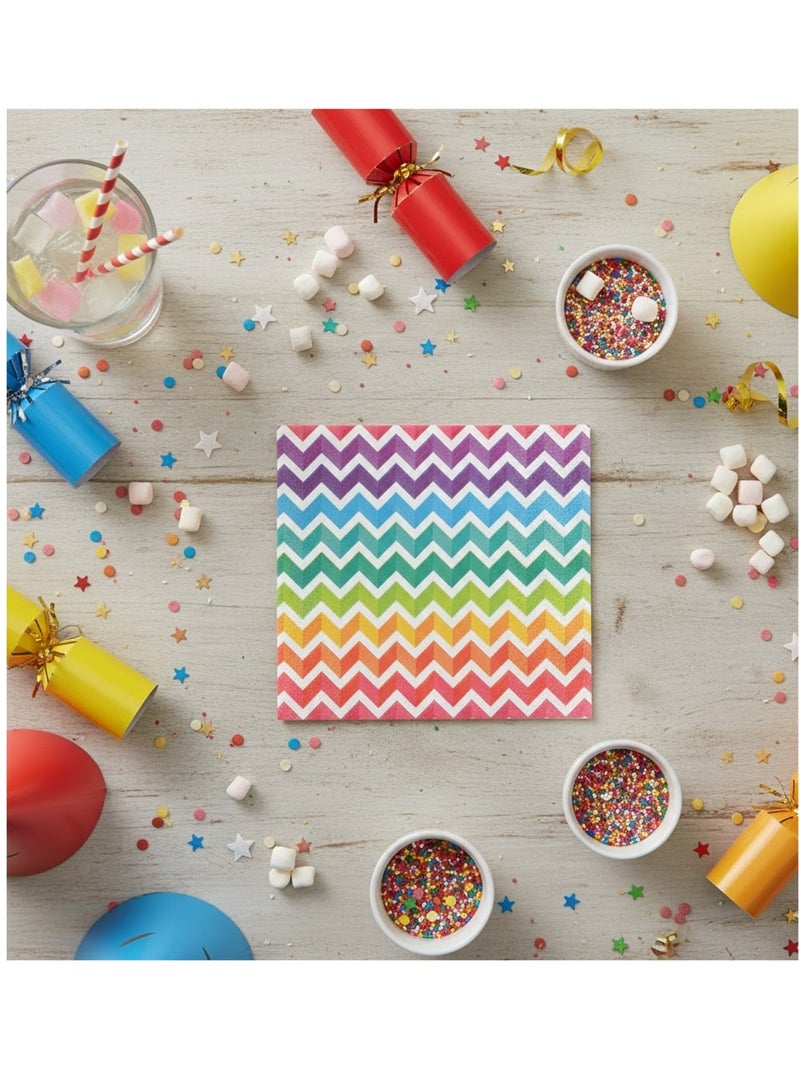 Lot de 20 serviettes papier Arc en ciel Bleu - Kiabi