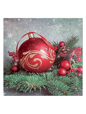 Lot de 20 serviettes papier Boule rouge de noel