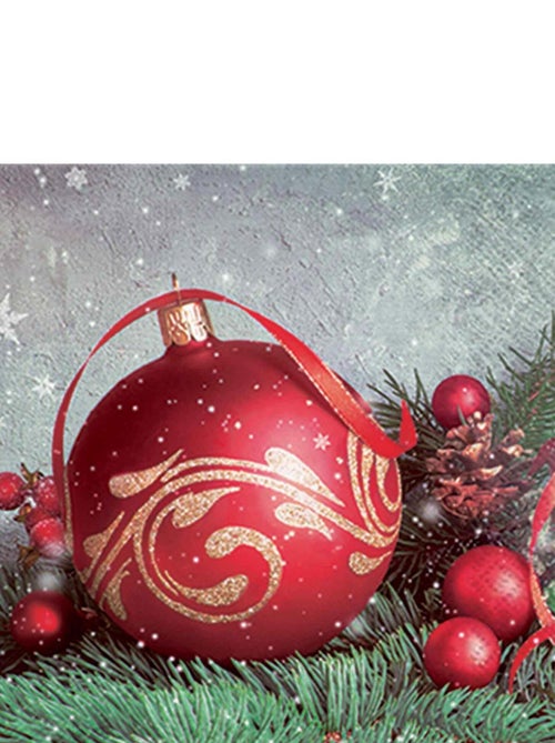 Lot de 20 serviettes papier Boule rouge de noel - Kiabi