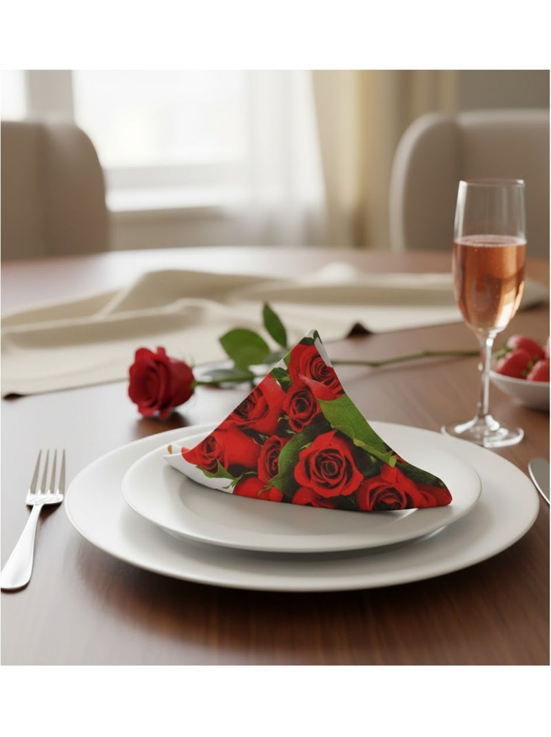 Lot de 20 serviettes papier Bouquet de roses Rouge - Kiabi