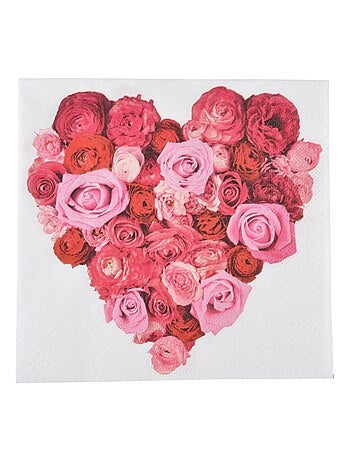 Lot de 20 serviettes papier coeur roses