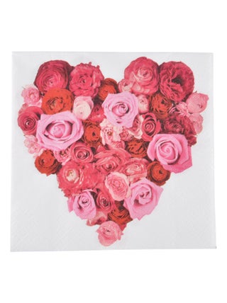 Lot de 20 serviettes papier coeur roses