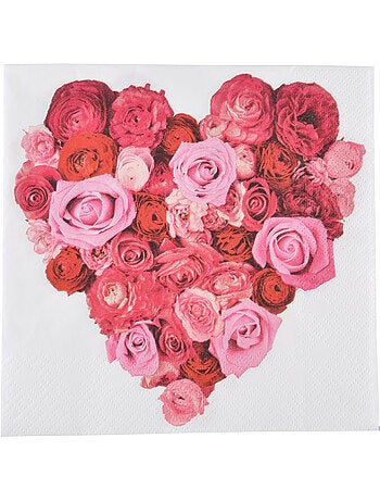 Lot de 20 serviettes papier Coeur roses