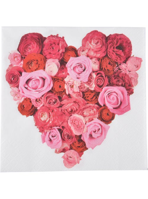Lot de 20 serviettes papier Coeur roses - Kiabi