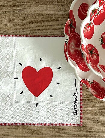 Lot de 20 serviettes papier cœur