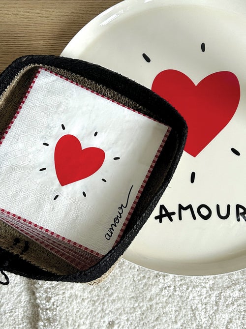 Lot de 20 serviettes papier cœur - Kiabi