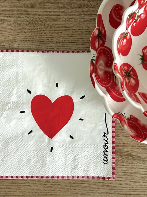 Lot de 20 serviettes papier cœur - Kiabi