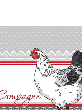 Lot de 20 serviettes papier coq campagne