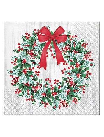 Lot de 20 serviettes papier Couronnes de noel