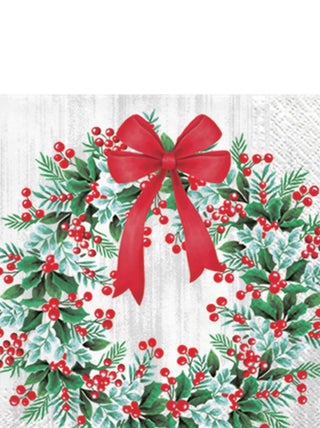 Lot de 20 serviettes papier Couronnes de noel