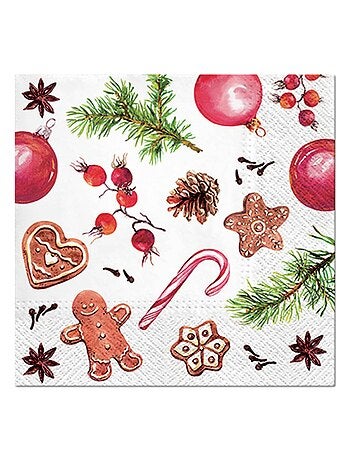 Lot de 20 serviettes papier Friandise de noel