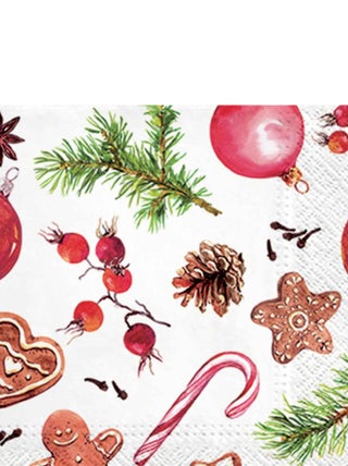 Lot de 20 serviettes papier Friandise de noel