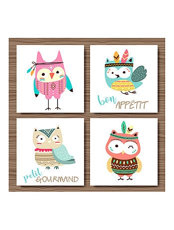 Lot de 20 serviettes papier hibou indien