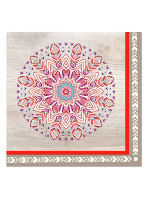Lot de 20 serviettes papier mandala rosace - Kiabi