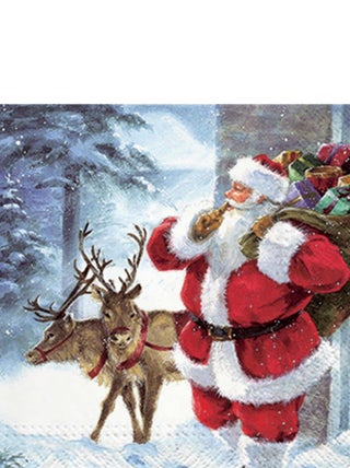 Lot de 20 serviettes papier Pere noel et ses rennes