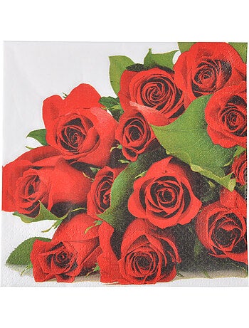 Lot de 20 serviettes papier Roses rouge