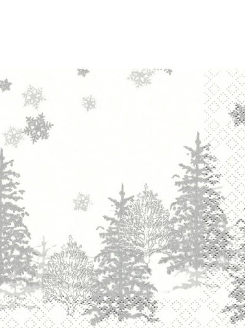Lot de 20 serviettes papier sapin argent - Kiabi