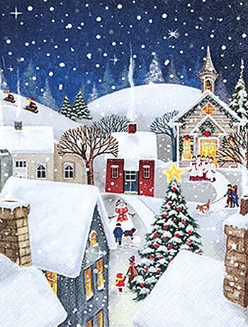 Lot de 20 serviettes papier village enneigé de noel