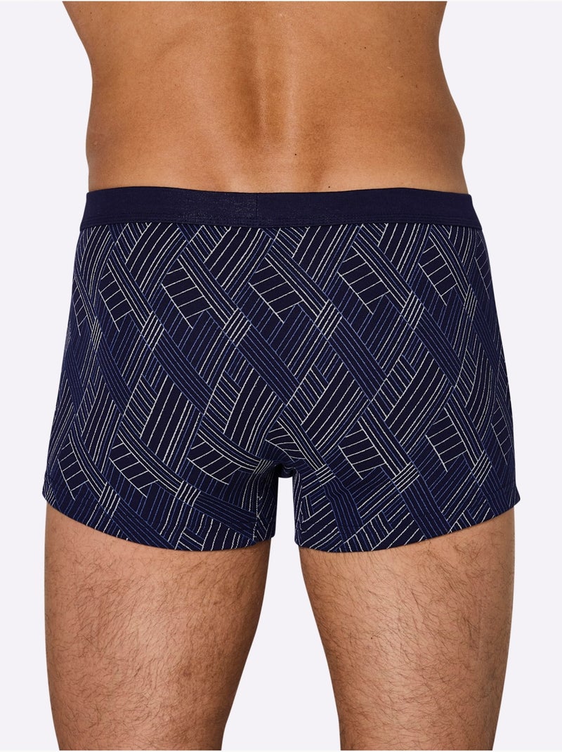 Lot de 3  - Boxer Côtes Fines - Taille Standard - Witt Bleu marine - Kiabi