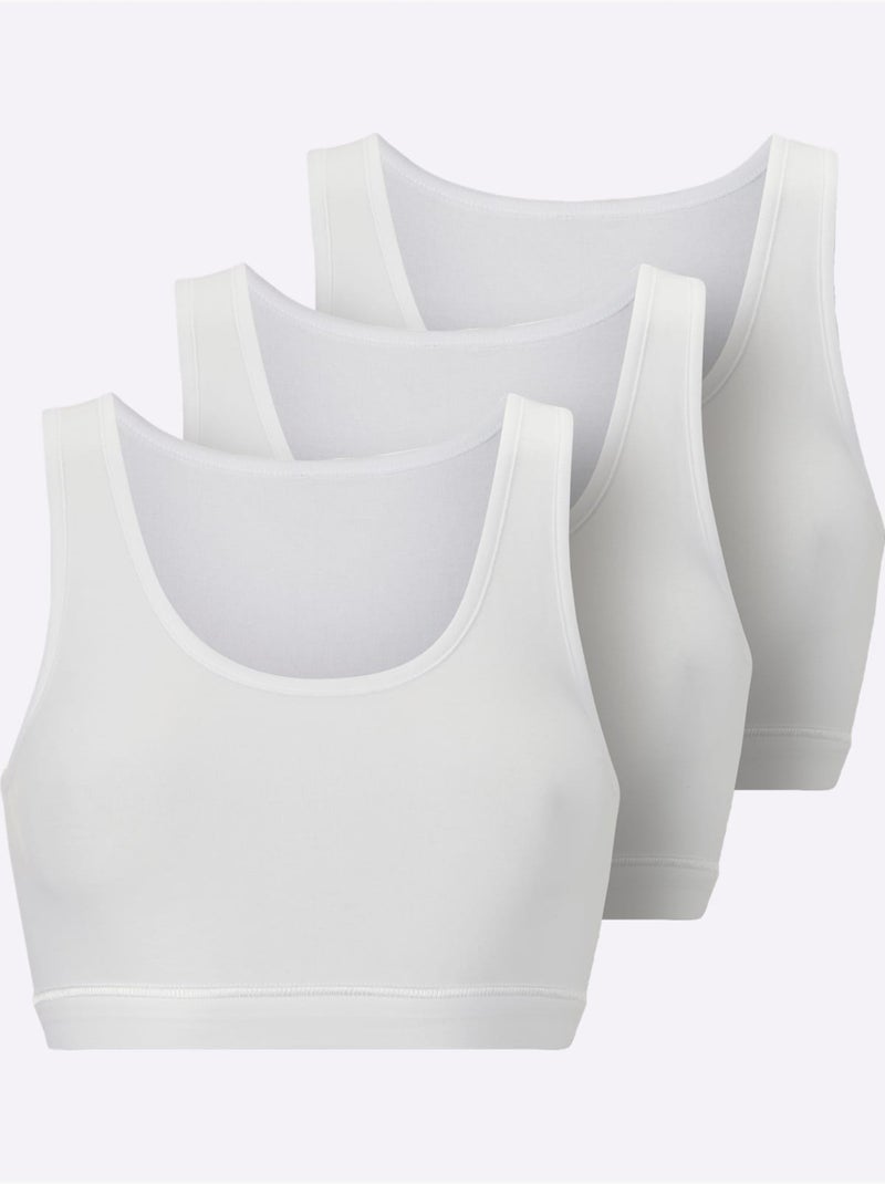Lot de 3  - Bustier Côtes Fines - Taille Standard - Witt Blanc - Kiabi