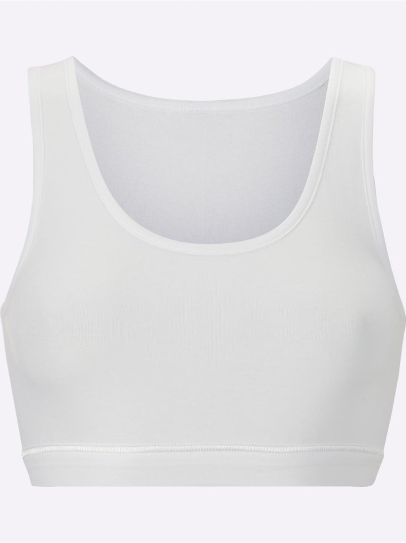 Lot de 3  - Bustier Côtes Fines - Taille Standard - Witt Blanc - Kiabi