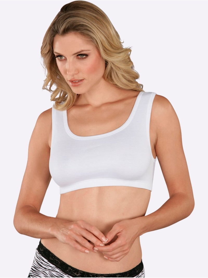 Lot de 3  - Bustier Côtes Fines - Taille Standard - Witt Blanc - Kiabi