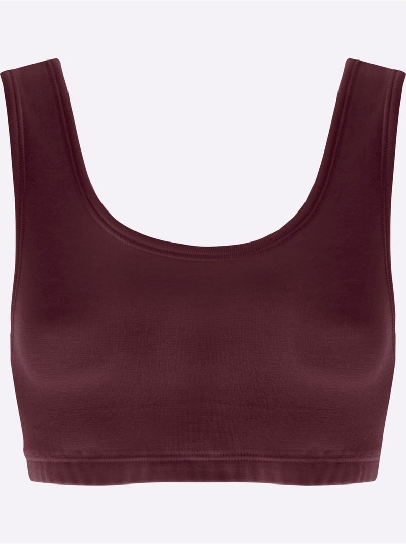 Lot de 3  - Bustier Côtes Fines - Taille Standard - Witt Violet aubergine - Kiabi