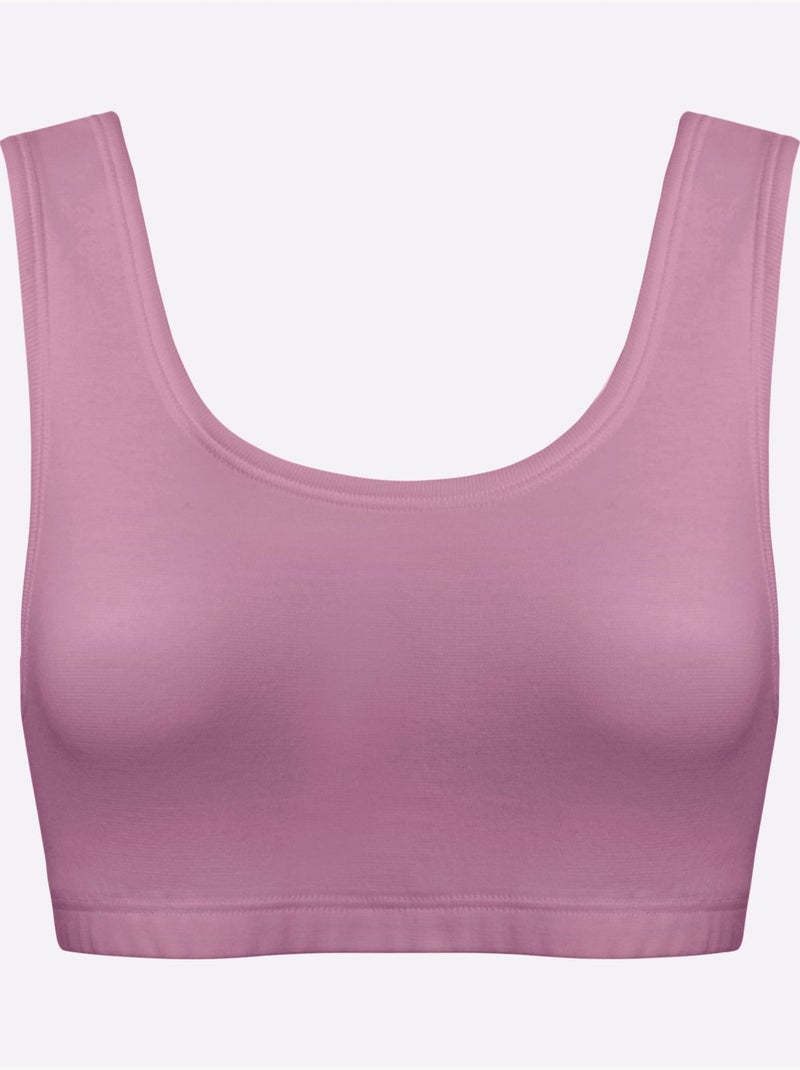 Lot de 3  - Bustier Côtes Fines - Taille Standard - Witt Violet aubergine - Kiabi