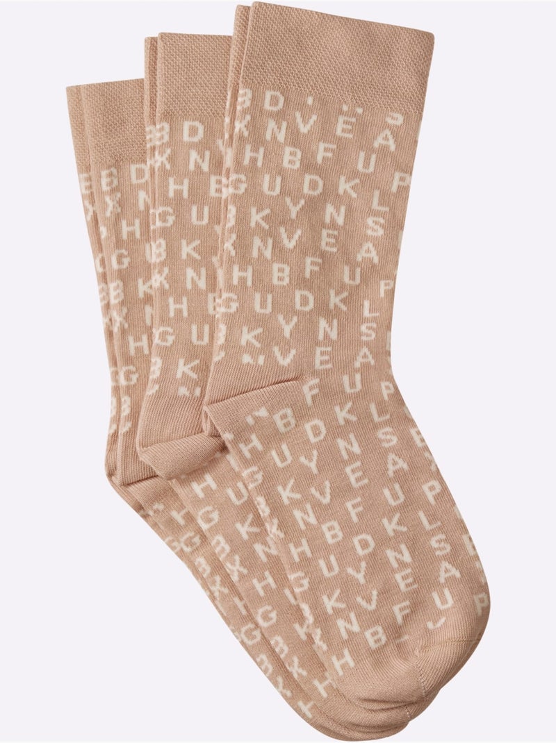 Lot de 3  - chaussettes qualité coton - taille standard - witt Écru/Jaune - Kiabi