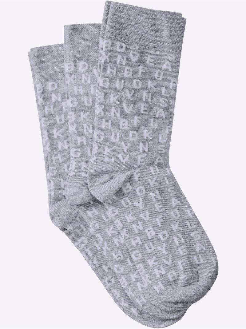 Lot de 3  - chaussettes qualité coton - taille standard - witt Gris Blanc - Kiabi