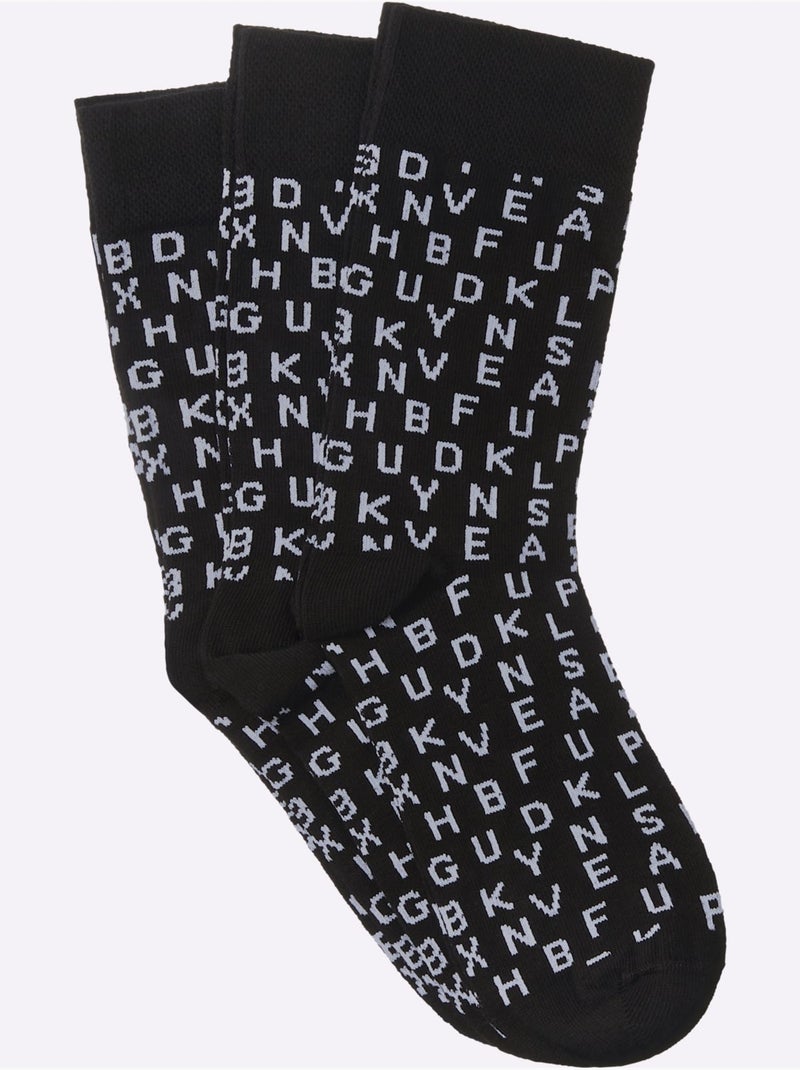 Lot de 3  - chaussettes qualité coton - Taille standard - witt Noir Blanc - Kiabi