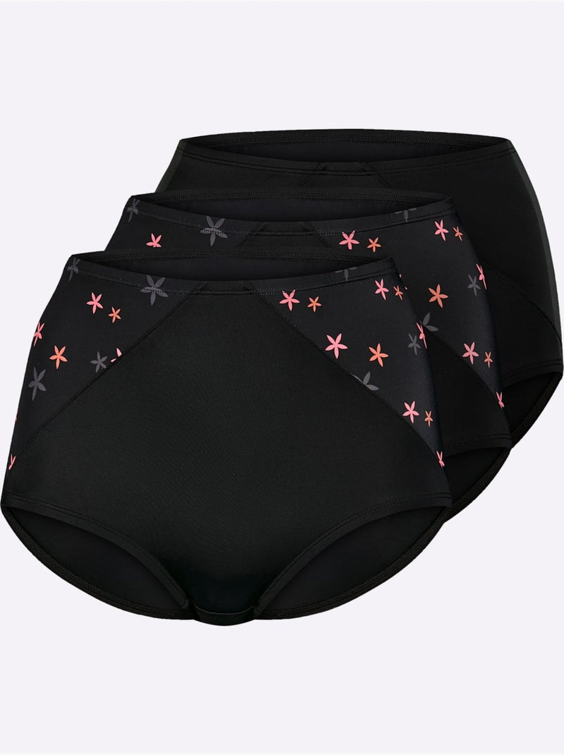 Lot de 3  - Culotte Taille Haute - Taille Standard - Witt Noir - Kiabi