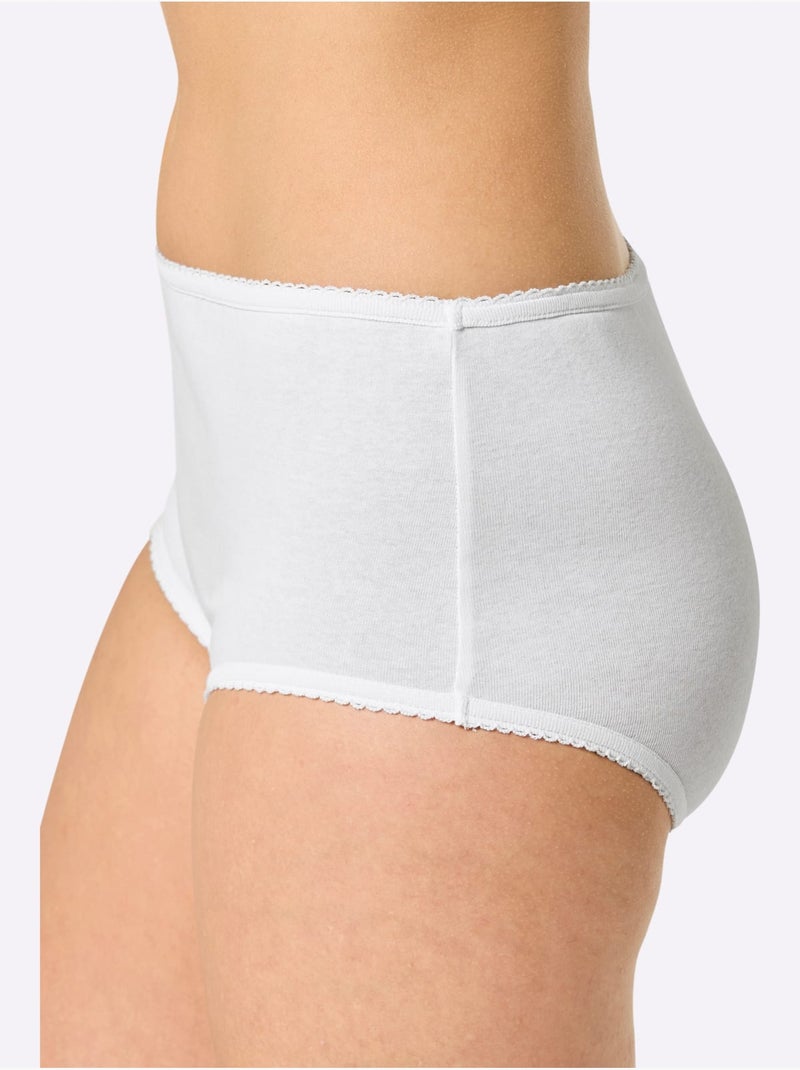 Lot de 3  - Culotte Taille Haute Côtes Fines - Taille Standard - Witt Blanc - Kiabi
