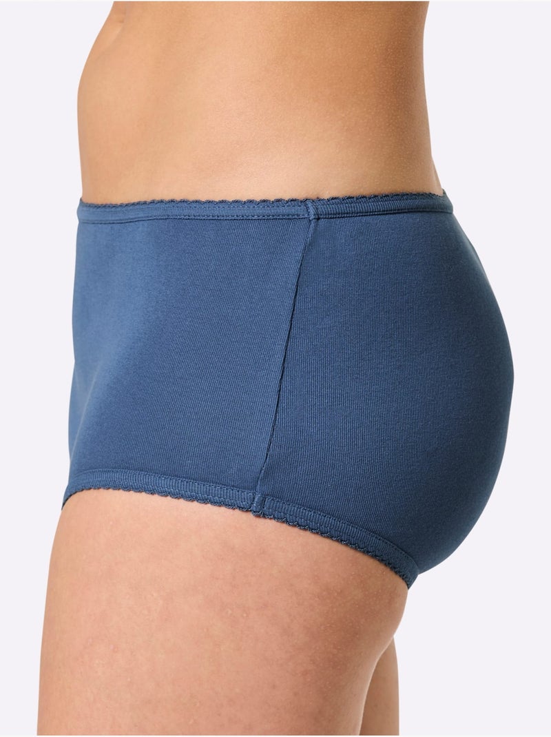 Lot de 3  - Culotte Taille Haute Côtes Fines - Taille Standard - Witt Bleu Vert - Kiabi