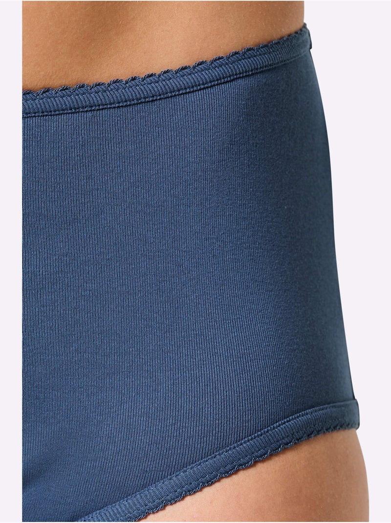 Lot de 3  - Culotte Taille Haute Côtes Fines - Taille Standard - Witt Bleu Vert - Kiabi
