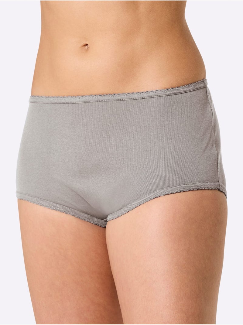 Lot de 3  - Culotte Taille Haute Côtes Fines - Taille Standard - Witt Gris Bordeaux Blanc - Kiabi