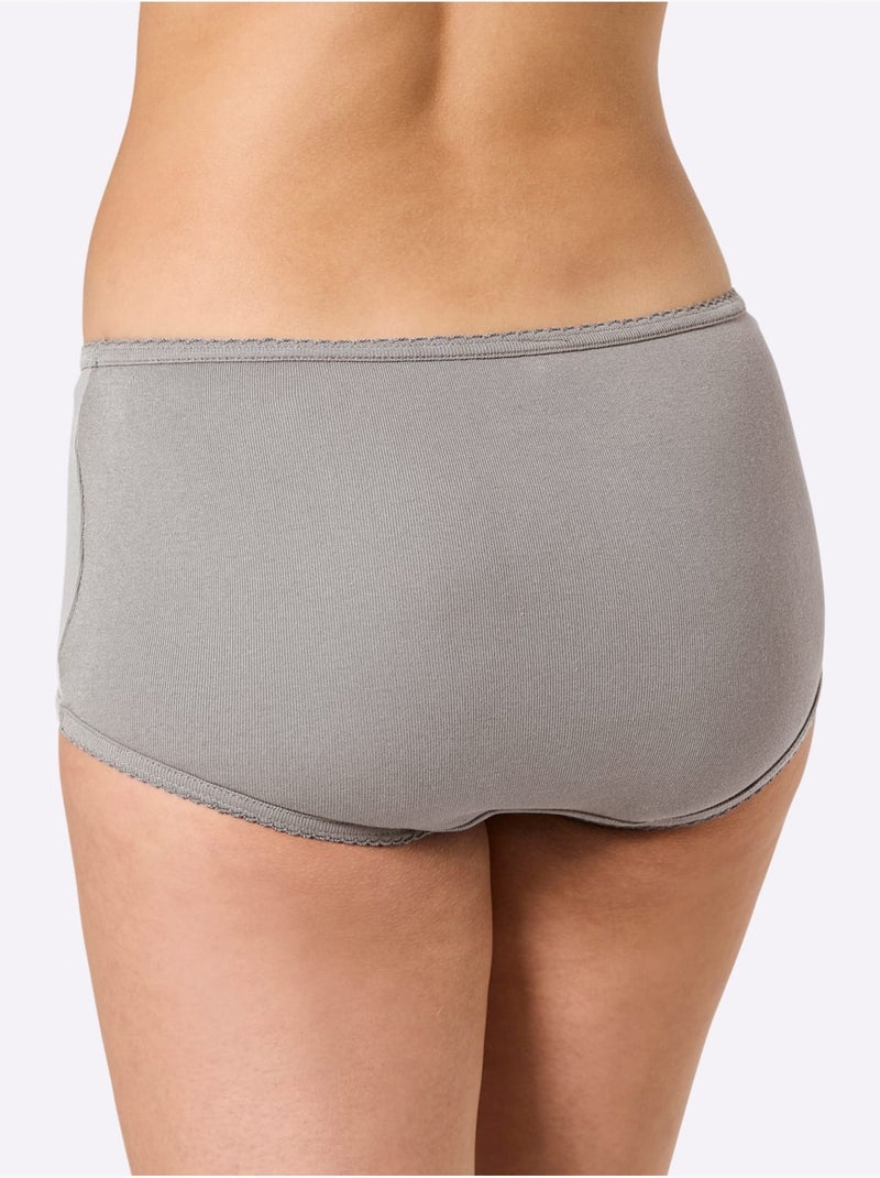 Lot de 3  - Culotte Taille Haute Côtes Fines - Taille Standard - Witt Gris Bordeaux Blanc - Kiabi