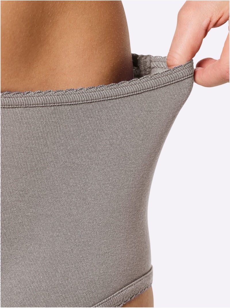 Lot de 3  - Culotte Taille Haute Côtes Fines - Taille Standard - Witt Gris Bordeaux Blanc - Kiabi