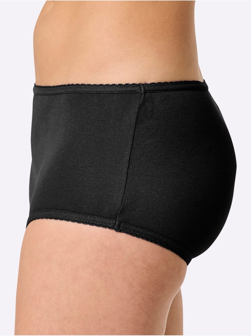 Lot de 3  - Culotte Taille Haute Côtes Fines - Taille Standard - Witt Noir - Kiabi
