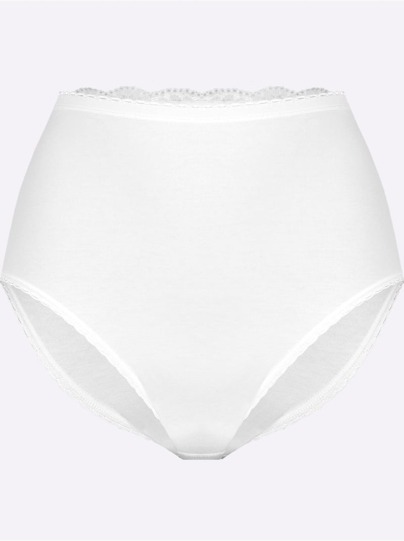 Lot de 3  - Culotte Taille Haute Jersey Fin - Taille Standard - Witt Blanc - Kiabi